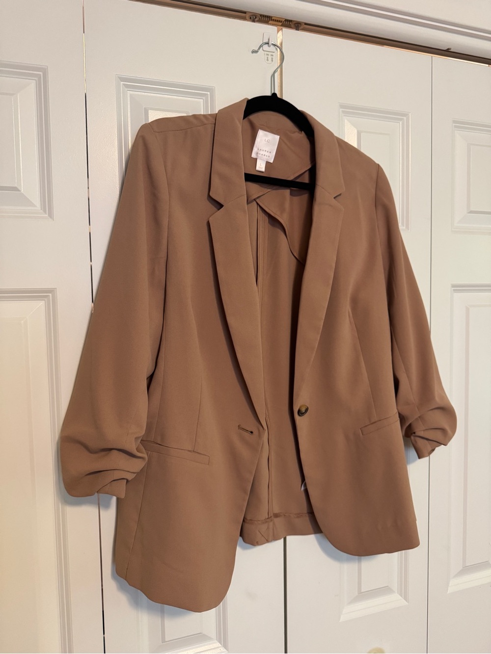 Womens Single-Button Blazer Jacket - Camel